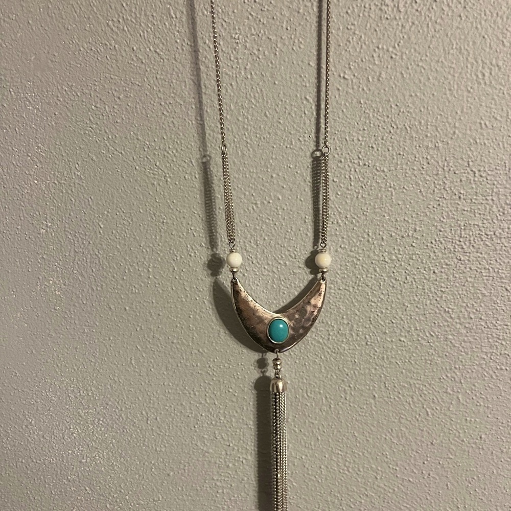 Silver Necklace with Turquoise Accent